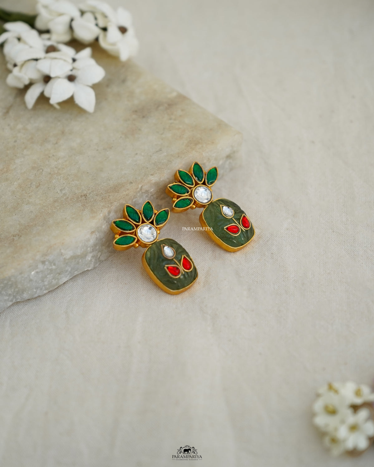 Minimal Edit!!
pure silver gold micron plated kundan inlay stud earrings.