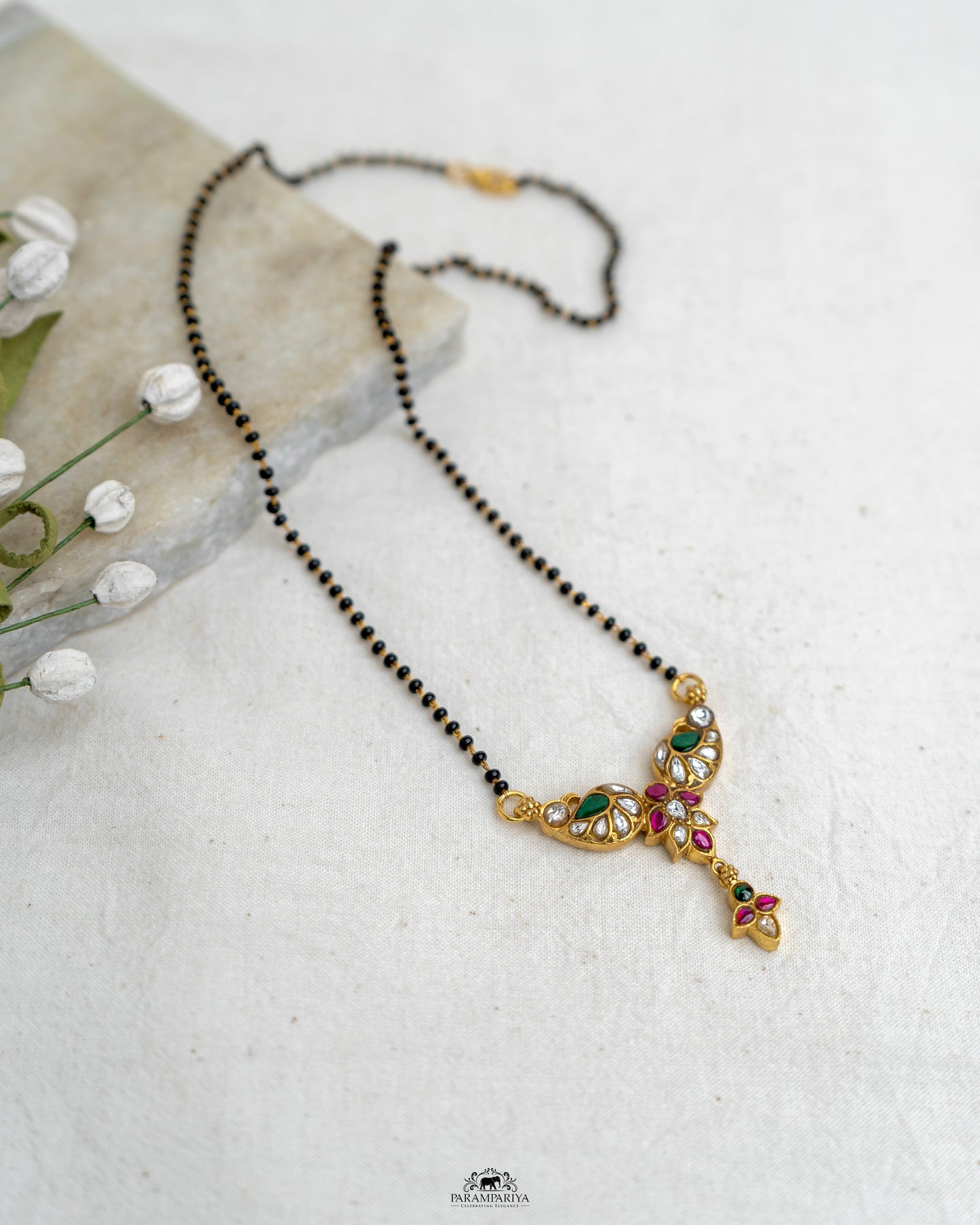 Tradition and Grace!!
Pure silver micron gold plated kundan mangalsutra to celebrate your unique story