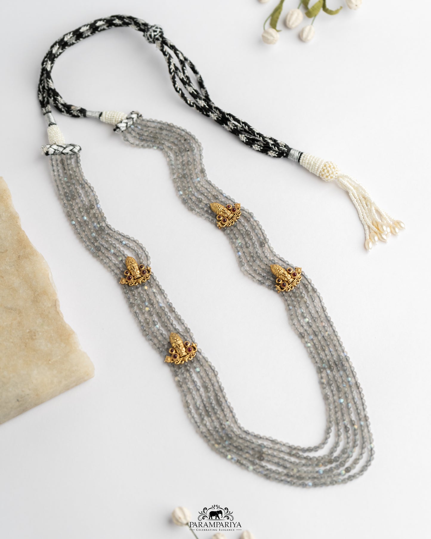 Beads and Charm!!
92.5 pure silver gold micron plated lord Perumal charm beads necklace.