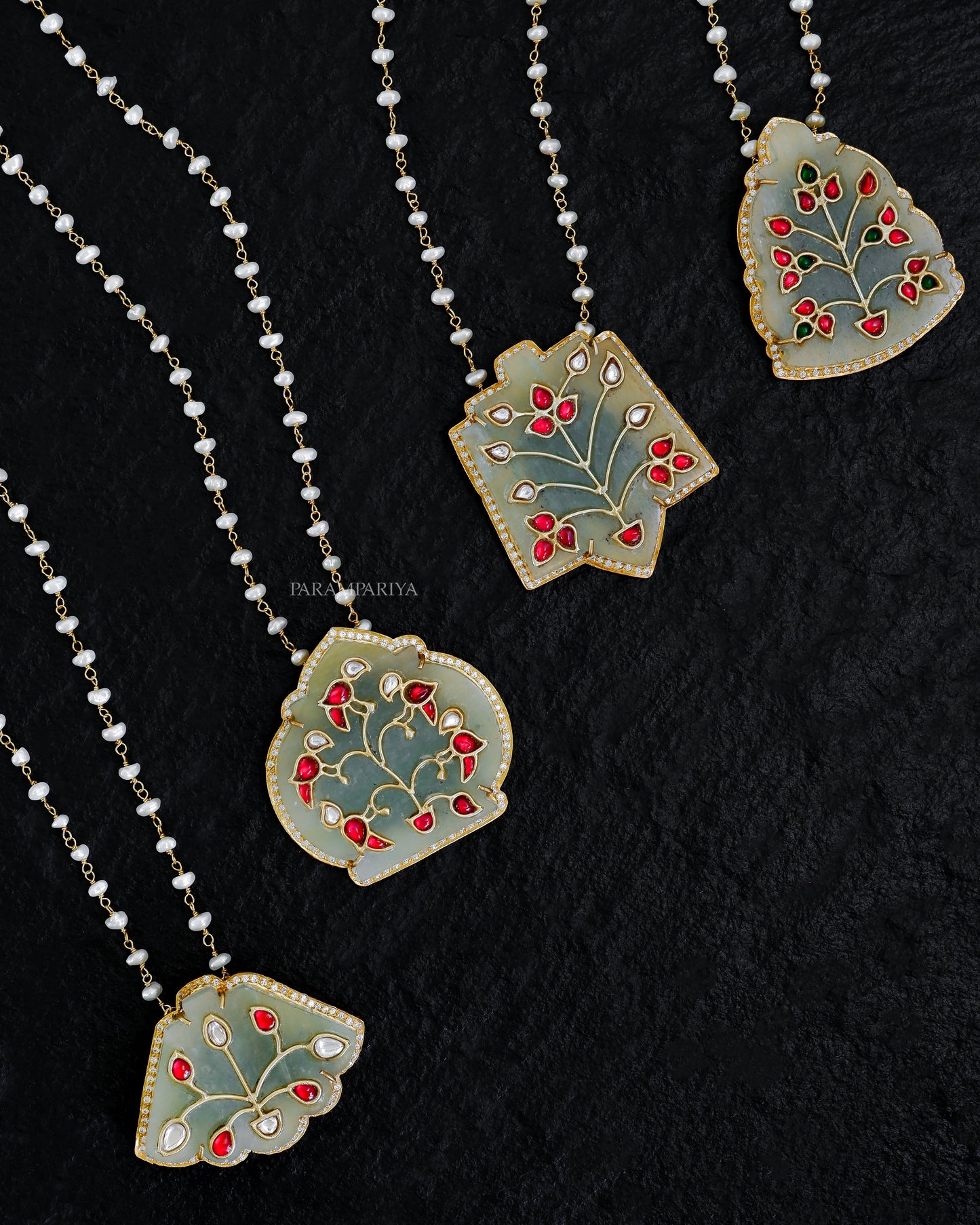 Kundan inlay pearl necklace