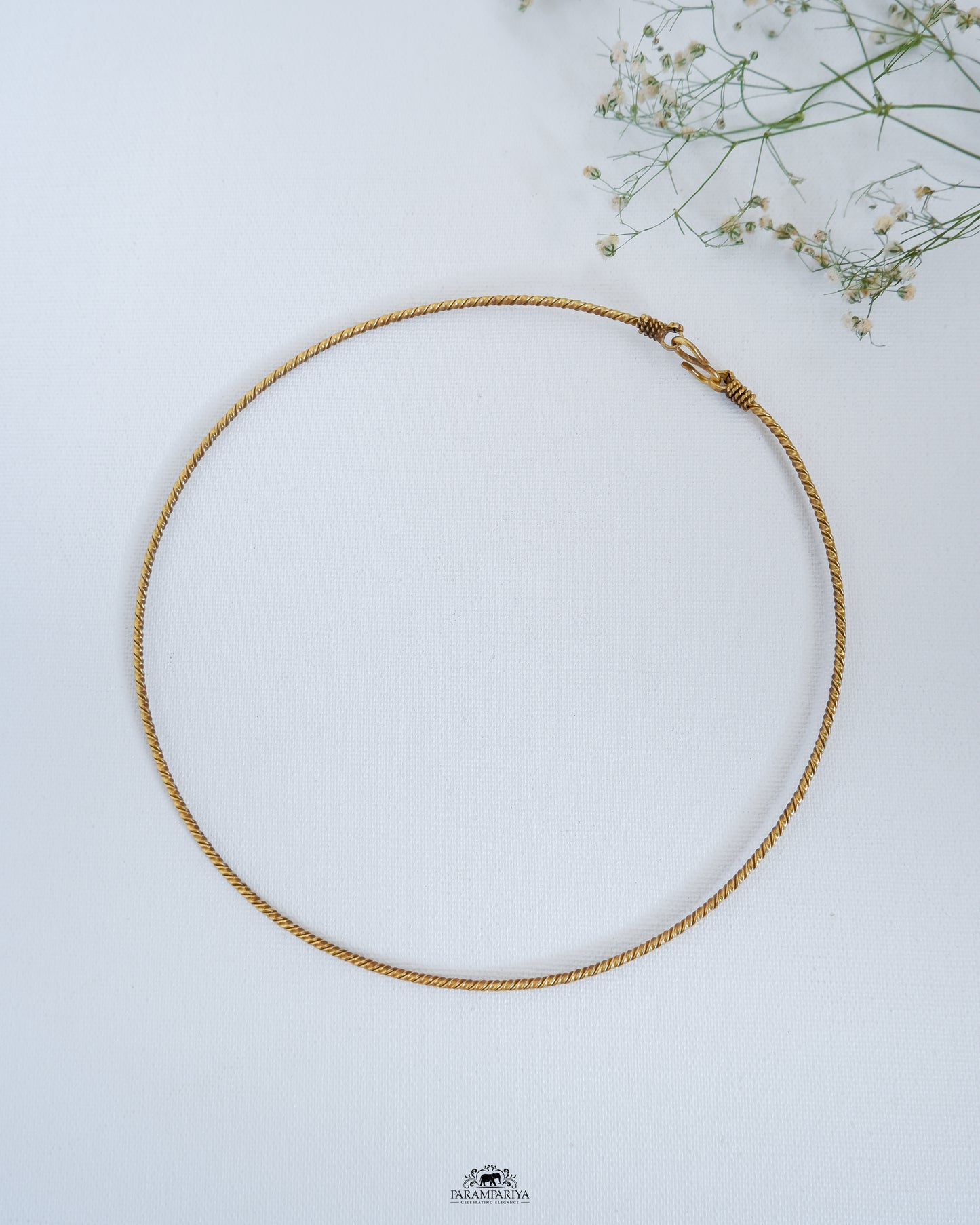 A simple gold micron plated pure silver hasli with a twisted texture to mix and match with any of your gold or silver pendants for a minimal look.
