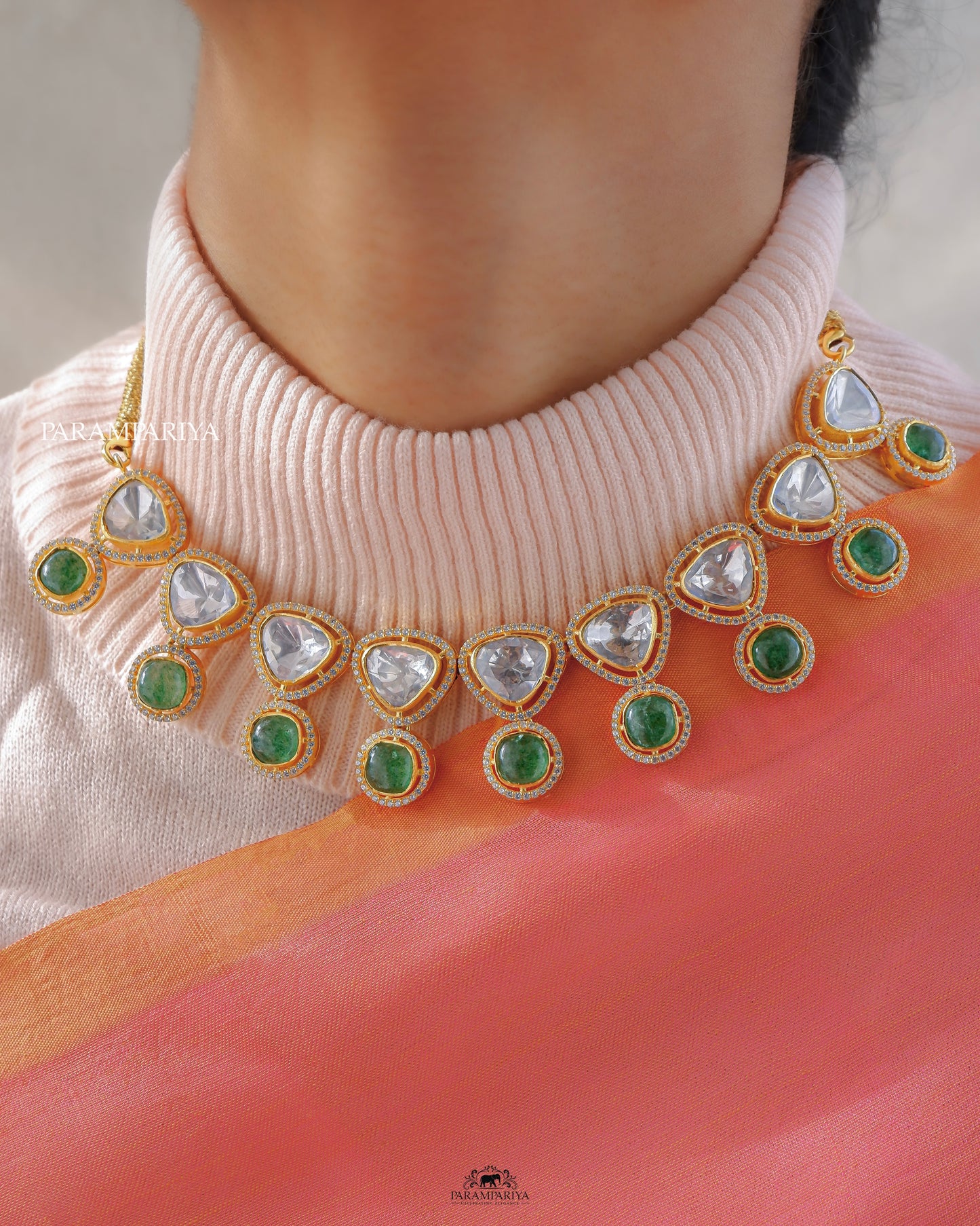 Pure silver gold plated moissanite necklace