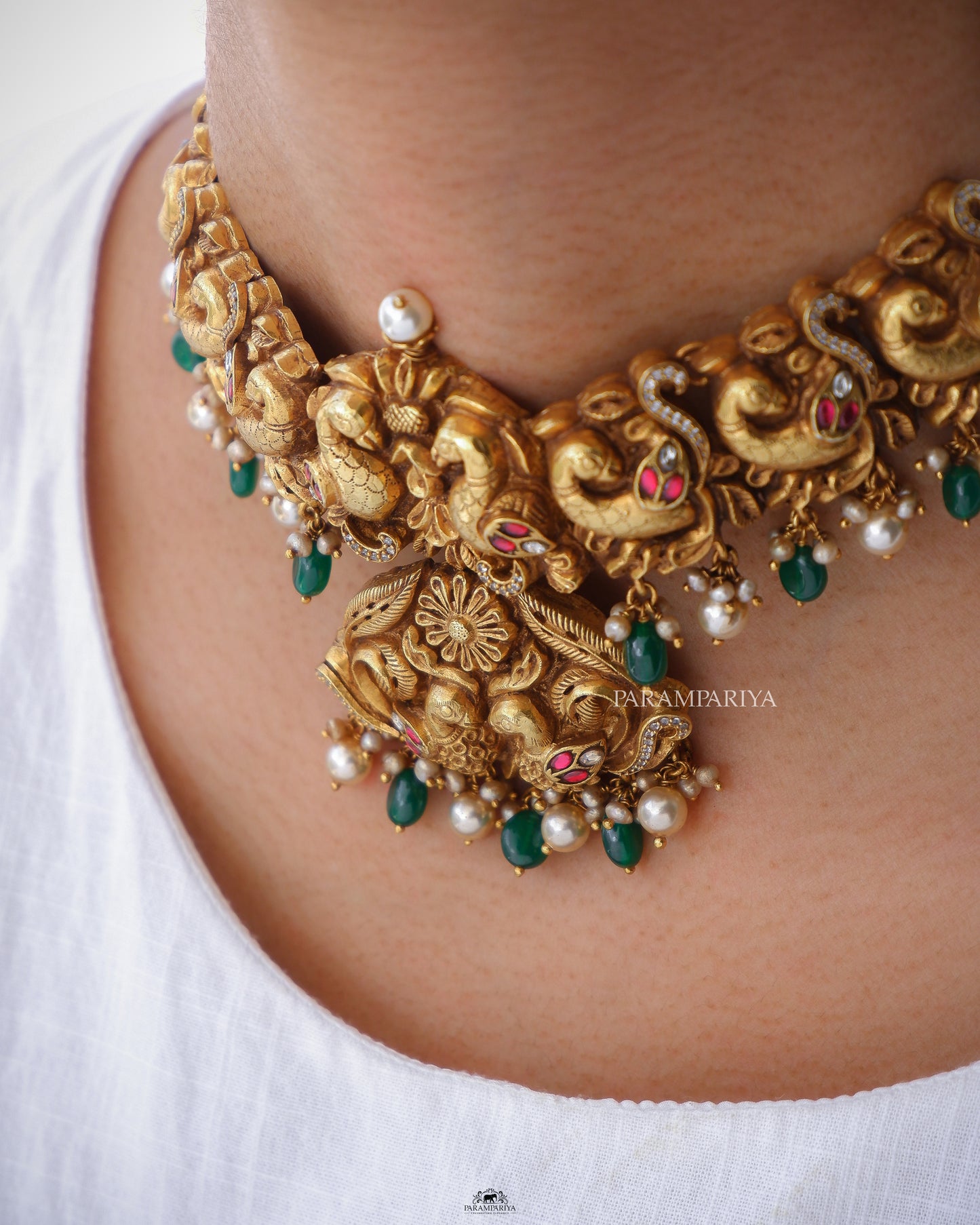 Temple nagas choker with kundan stones