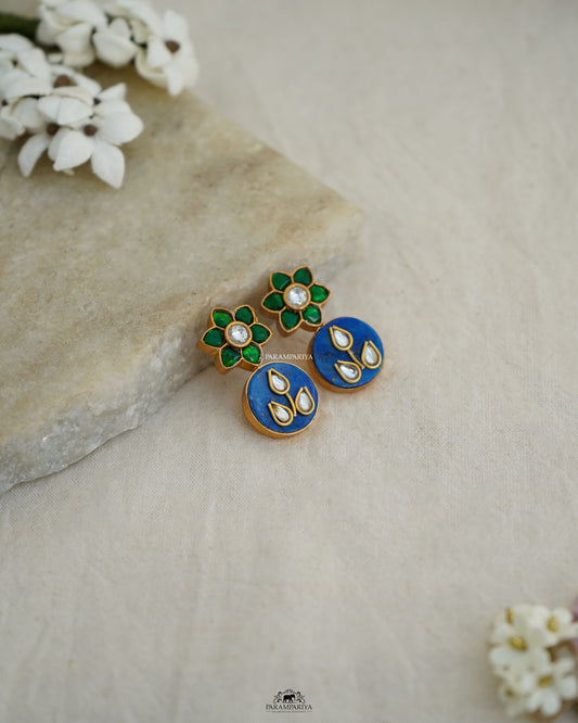 Minimal Edit!!

pure silver gold micron plated kundan inlay stud earrings.