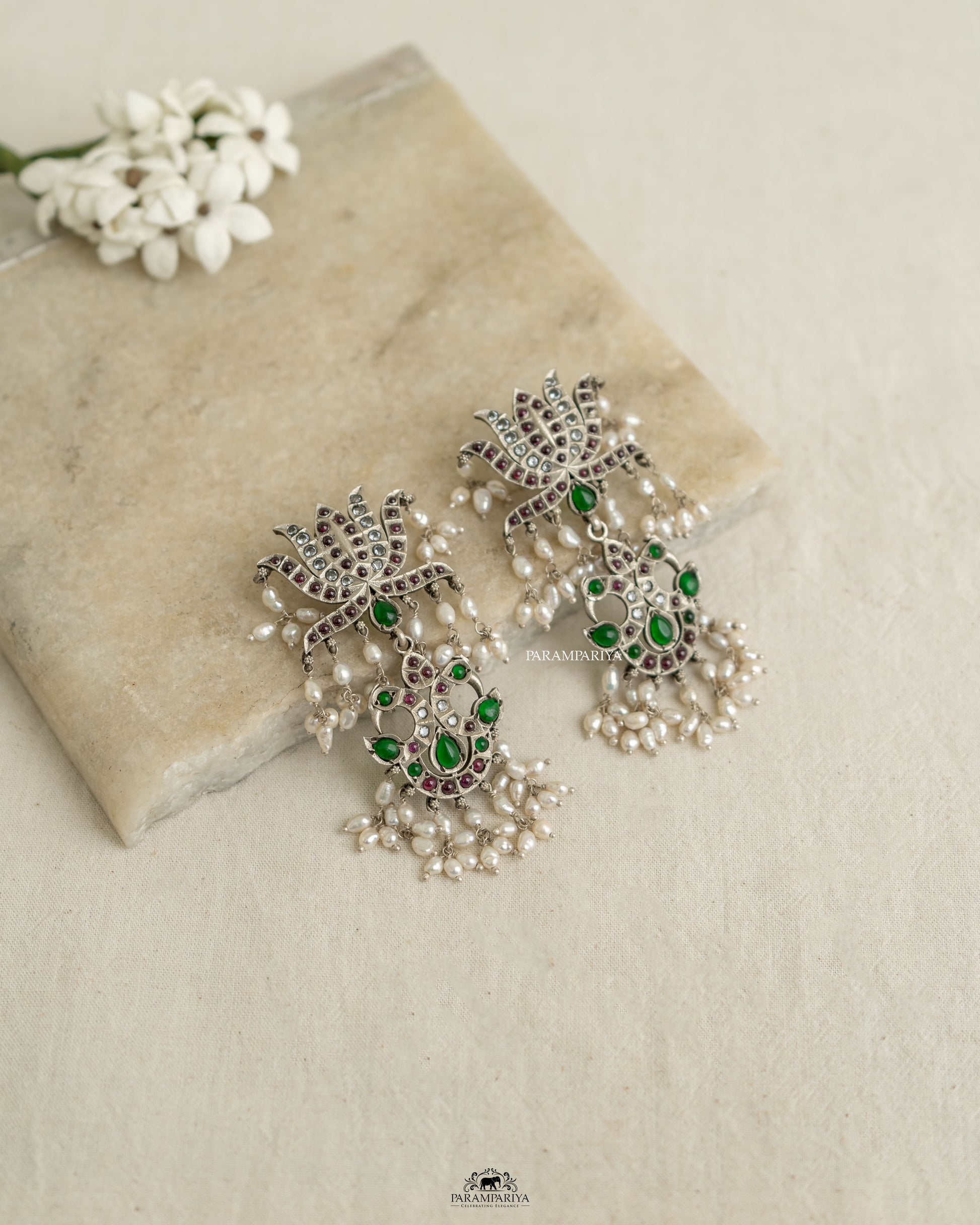 92.5 pure silver oxidised kemp stone earrings.
