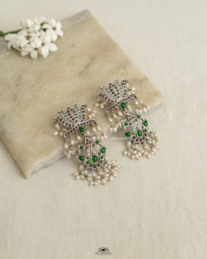 92.5 pure silver oxidised kemp stone earrings.