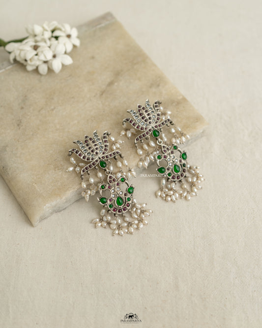 92.5 pure silver oxidised kemp stone earrings.