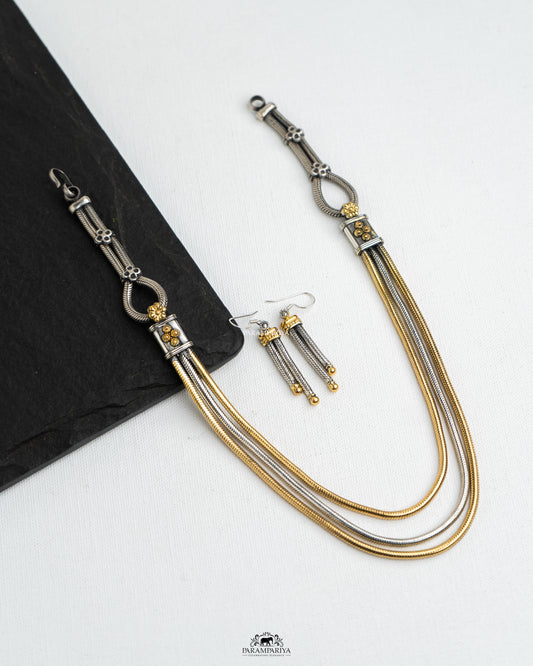 Layered Beaut!

92.5 silver dual-tone layered necklace for a bold and striking look!!