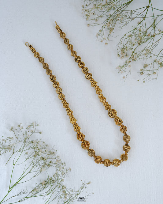 Simple micron gold plated 92.5 silver beads mala necklace to complete your minimal look.