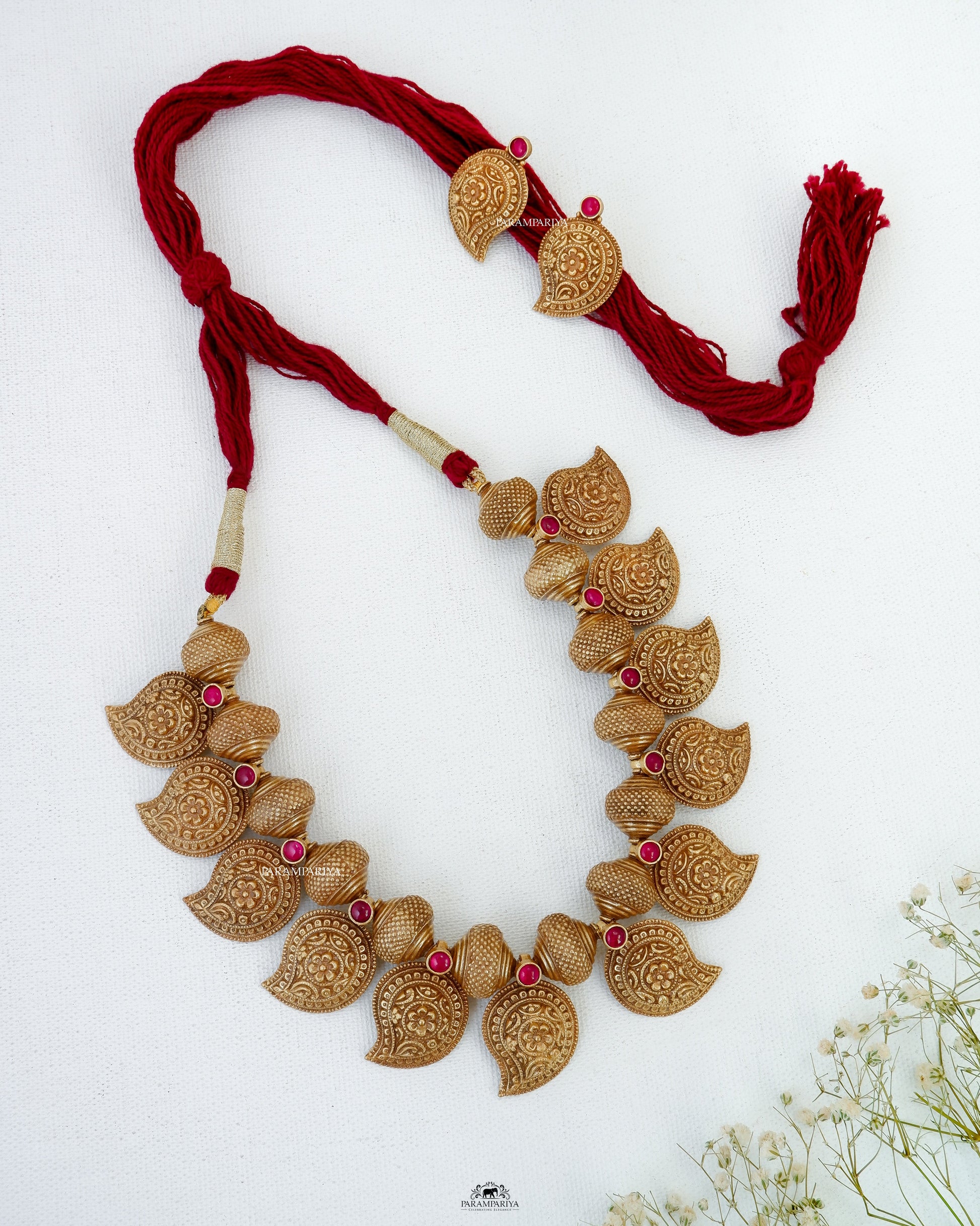 Red Maang Necklace Set - Main Image