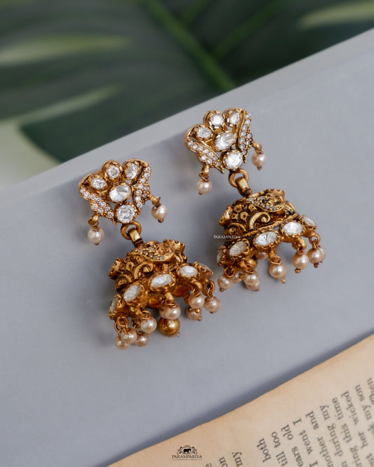 For the Love of Jhumkas!!

92.5 pure silver gold micron plated jhumka.