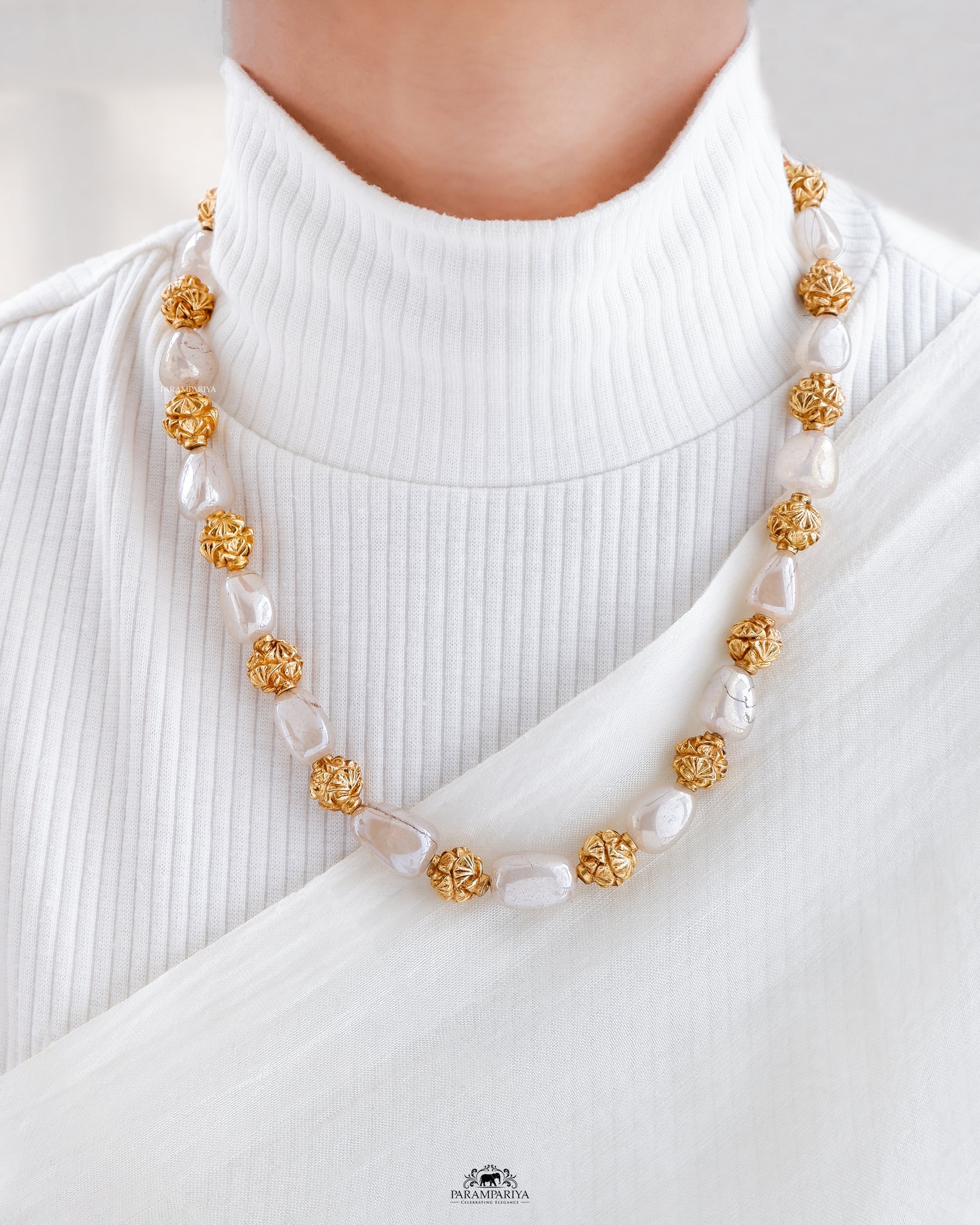 Simple gold plated silver beaded necklace